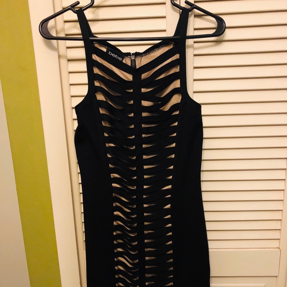 Beautiful Bebe Black and Nude Dress Like New